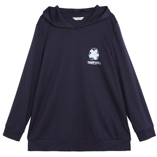 米兰登（MILANDON）春秋新款中老年女装妈妈装时尚印花连帽针织休闲服女卫衣1O1T1105 兰色 2XL
