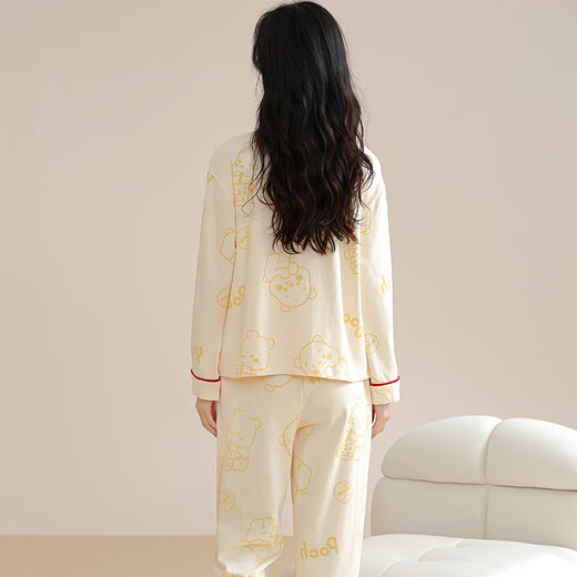 Cat men pajamas women pure cotton spring and autumn long-sleeved trousers loose, comfortable and cute casual, can be worn outside home clothes cotton suit 9901 Xingxiong L [recommended 95-115Jin [Jin equals 0.5 kg]]