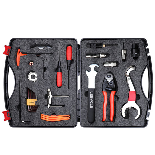 LeBycle bicycle repair tool box wrench repair road bike mountain bike maintenance equipment multi-functional combination repair flywheel center shaft pedal chain spoke cable pipe loading set