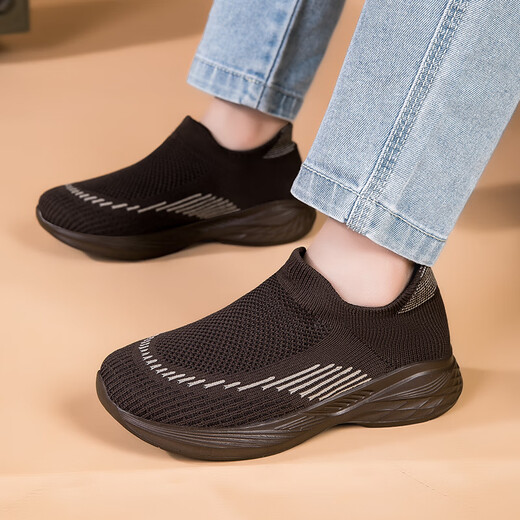 Children's flying knit casual shoes 2025 spring and autumn style multi-walking breathable socks shoes for boys and girls lightweight soft sole pedal 689 white and black 29