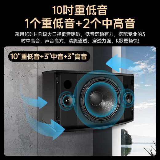 HYUNDAI modern home ktv audio set home karaoke home theater karaoke jukebox high-power speaker combination dual 6.5-inch speaker + 300W amplifier + wireless microphone