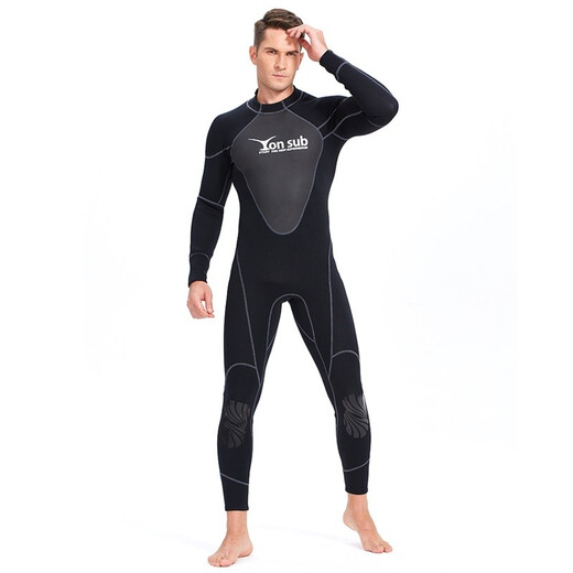 YON SUB one-piece wetsuit 1.5mm men and women winter swimming warm long-sleeved wetsuit snorkeling suit black M