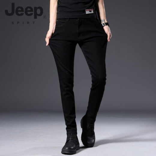 JEEP SPIRIT春秋纯黑色牛仔裤男士修身小脚弹力休闲长裤百搭显瘦薄款SPIRIT 灰色1049 【弹力高品质】 31 码=【腰围2尺4】