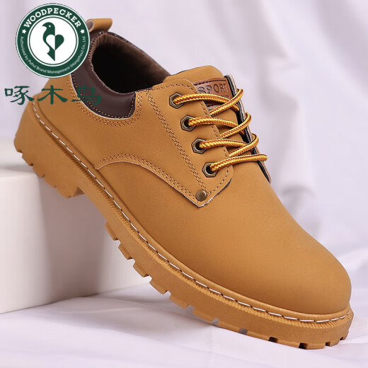Woodpecker 2025 nuevos zapatos para hombres Martin Boots Men a los zapatos de trabajo bajo para hombres Boot Boot Boot Boots Men's sin deslizamiento de cuero para usar botas tácticas resistentes a ropa 13160 Negro 41 [tamaño medio que zapatos deportivos]