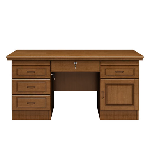 Rulan solid wood desk computer desk boss desk and chair combination new Chinese style home office writing solid wood desk 1.4m boss desk (walnut color)