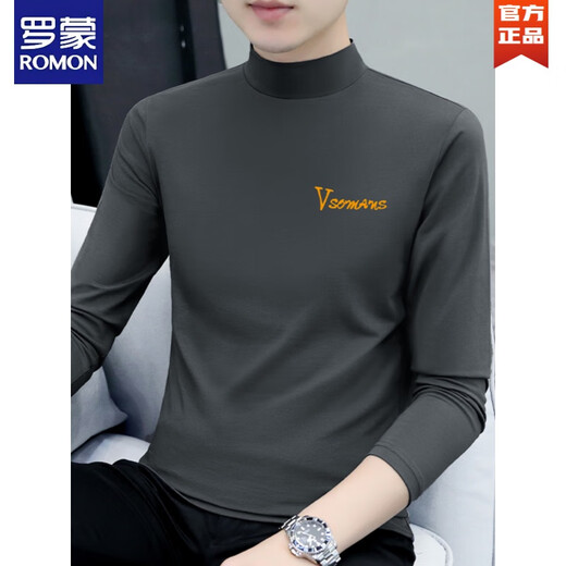 Romon Winter Winter Men's Turtleneck Ropa de otoño Algodón Camisa base de manga larga Slim Half Turtleneck Camiseta Inner Stand-Up Camship YPC6187 Negro [Half Turtleneck] M Recomendado 100-115 Jin [Jin equivale a 0.5 kg]