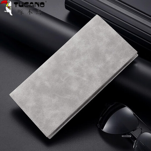 Woodpecker (Tucano) Luxury Luxury Simple Men's Men's Young Men's Japane's Toile Long Men's Thin Niche Wallet Men's Money Retro Black