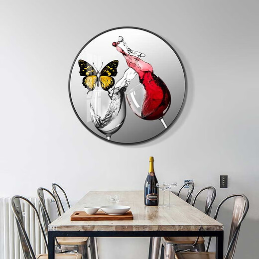 
Mo Hua Lulin Restaurant Decorative Painting Modern Simple Dining Table Hanging Painting Restaurant Mural Entrance Entrance Entrance Cabinet High-end Painting Dining Room Jiuyu Picture 05 Pair of Wine Ding Song 12354 Crystal Porcelain Painting-diameter 40 black frame (gold frame requires notes