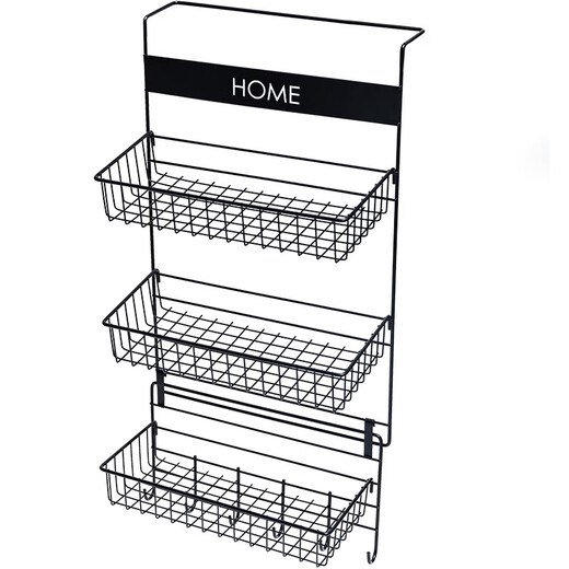 
Molin refrigerator storage rack hanging on the wall dormitory storage kitchen wardrobe side multi-layer side hanger side storage basket Large white HOME [hanger + 3 basket + hook] 1st floor