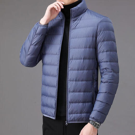 ACLOSMIL men's warm winter thin silk cotton jacket men's short casual stand-up collar top dad men's cotton coat black stand-up collar 3XL 140-155Jin Jin equals 0.5 kg