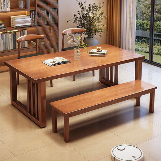 Zhangdian 2024 Nouveau bureau et table de salle à manger intégrée avec le nouveau salon de style chinois grande table en bois massif en bois massif multi-personnes table