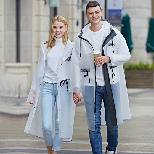 Jetta Erwachsene Regenmantel Lange Männer und Frauen im Freien modische Slim Rain Coat Poncho Jacket Wanderung und Bergsteigerin einzelnes Paar fischend durchscheinend TPU Regenmantel weiß (weiblich)