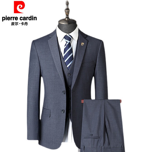 Pierre Cardin suit men's high-end business casual three-piece suit high-end middle-aged dress jacket gray size 170 It is recommended that 100 Jin Jin equals 0.5 kg -120 Jin Jin equals 0.5 kg