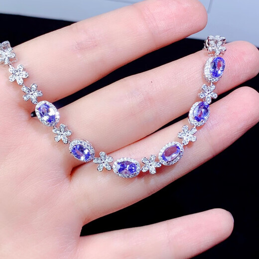 DL 1998 Fat Donglai same style tanzanite bracelet Japanese and Korean silver plated 18K gold inlaid natural l women's model 4a natural | natural tanzanite 4*5 bracelet