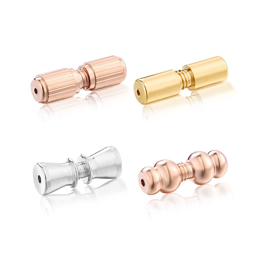 Fat Donglai same style 18k gold buckle head wear pearl necklace DIY accessories sterling silver pendant screw buckle hand link buckle silver YP73 yellow l gold 4mm