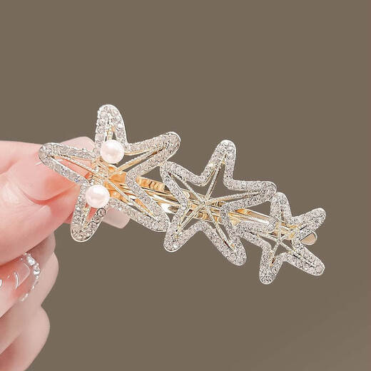 Seestarfish Imitation Perlen Haarclip für Frauen im Frühlings- und Sommer-Bang Clip Side-Strass Haarklammern mit einem Zeilenclip gebrochenes Haar Clip kurzes Haarstärke Stil One eins