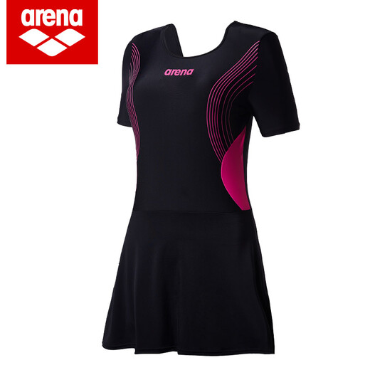[70% neu] Arena Arena Neuer konservativer Rock Badeanzug Frauen einteilige kurzärmelige Badeanzug, Bauch und schlanker Badeanzug Heiße Frühling Badeanzug Frauen Se9716W Schwarz L.