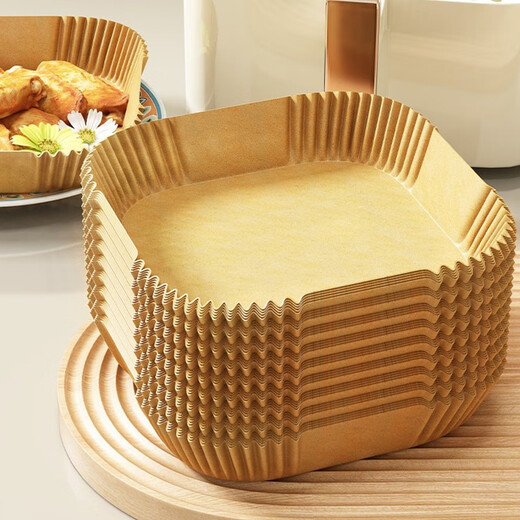 YOUQIN air fryer special paper plate household food oil-proof and oil-absorbing pad paper oven thickened high-temperature resistant baking silicone paper square 20*16.5*4.5cm-150 sheets