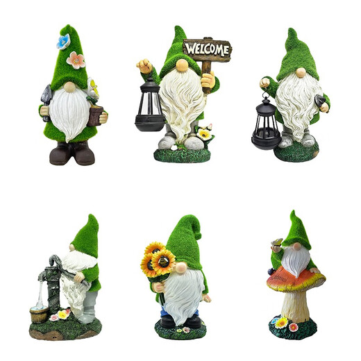 Shiyan solar garden light outdoor garden decoration ornaments cute dwarf elves light balcony terrace landscape light flocking - lantern welcome elves
