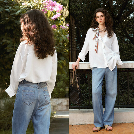 Olrain French White Shirt Women's Versatile Design Double-couche en dentelle de trajet en dentelle blanche S
