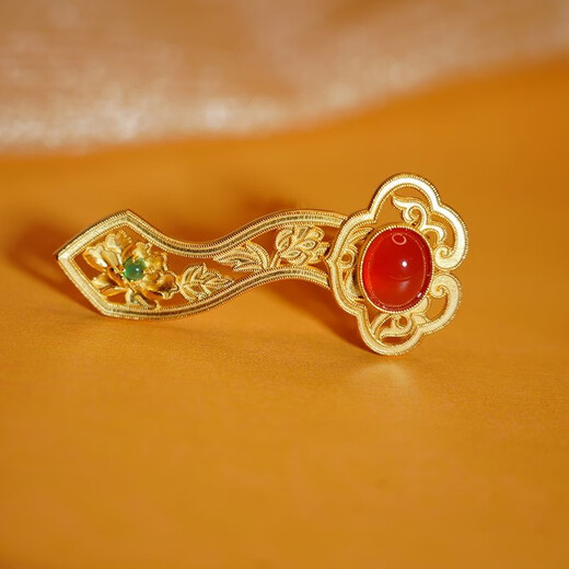 Tongrubi old Phoenix national style persimmon persimmon south red Ruyi hairpin filigree chiseled peony lace clip Chinese style palace everything goes well hairpin