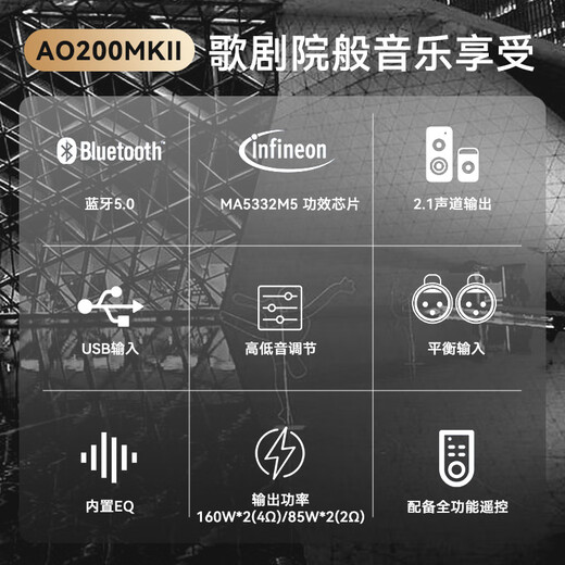 双木三林SMSL AO200MKII蓝牙数字功放机家用大功率前级功放160W AO200MKII