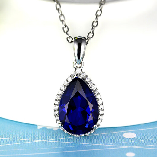 DRJEFUN sapphire pendant 925 silver plated 18K gold tanzanite color gemstone drop-shaped color gemstone necklace pendant for women without chain