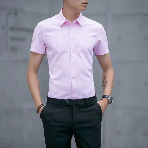 PRENOMEN短袖衬衫男弹力冰丝免烫商务休闲职业装工作服夏季薄款衬衣 3882 38
