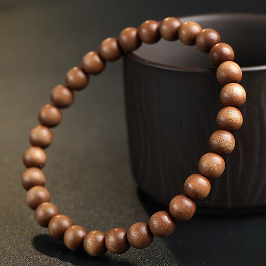 Moon seal Baichuan Laoshan Sandalwood Bracelet Sandalwood Bracelet Women's Black Meat Sandalwood Cultural Buddhist Bead Bracelet About 6mm
