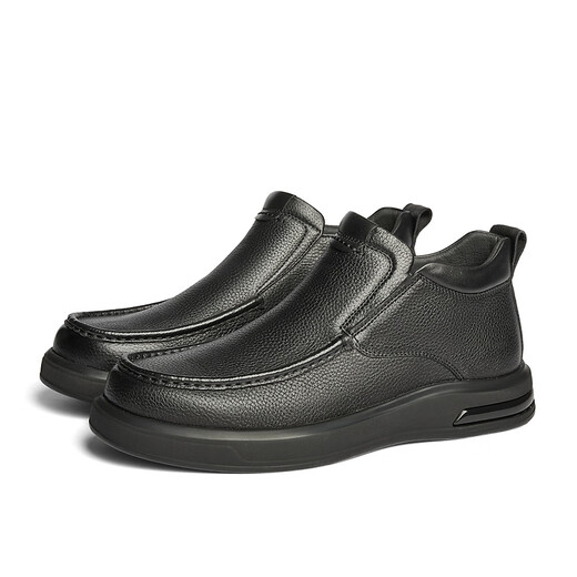 Senda Lederstiefel Herren Winter Neues Einkaufszentrum gleich einfaches flaches Flachboden Freizeitstiefel 41W41DD4 Schwarze Single 40