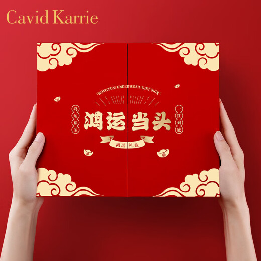 Cavid Karrie大红色本命年保暖内衣套装 男士内裤 袜子组合套装 结婚蛇年礼盒 K9888鸿运礼盒【内裤4 袜子2】 XXL 140-160斤