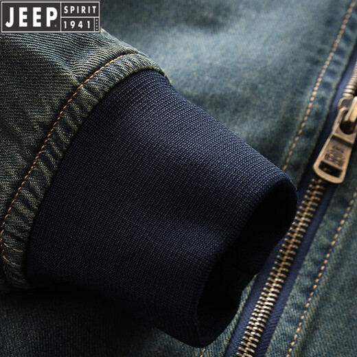 吉普（JEEP）牛仔外套男春秋季宽松青年上衣服大码男装棒球领休闲韩版飞行夹克 687复古深蓝 S