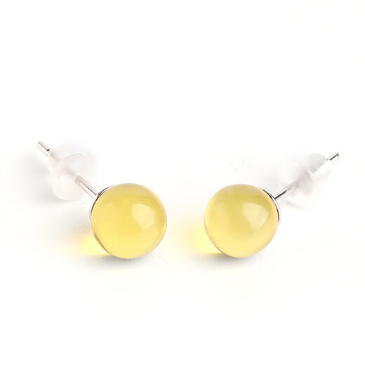 MUJUE Blue Amber Earrings, Amber Earrings, Beeswax Earrings, Women's Versatile Birthday Gift, Silver-Inlaid Earrings, 925 Silver for Girlfriend, Pair of Earrings