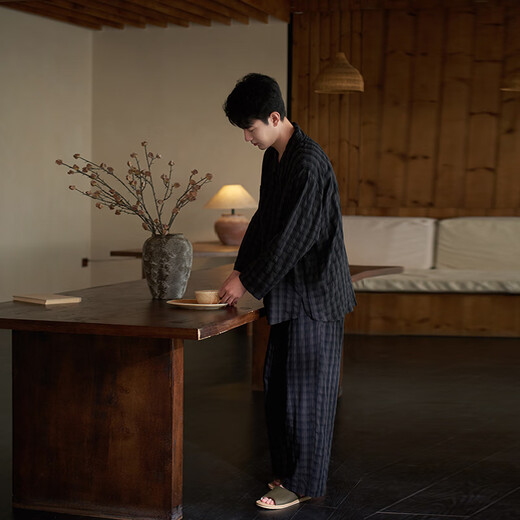 Shaqian New Old Money Style Couple Pajamas 2025 Autumn Bubble Woven Cotton Women's Plaid Home Clothing Men's Suit