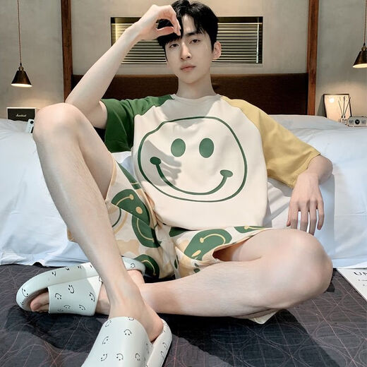 北极绒（Bejirog）夏天男士睡衣短袖短裤薄款青少年学生可外穿大码家居服夏款男套装 6623可爱狗 L 男【115-130斤】