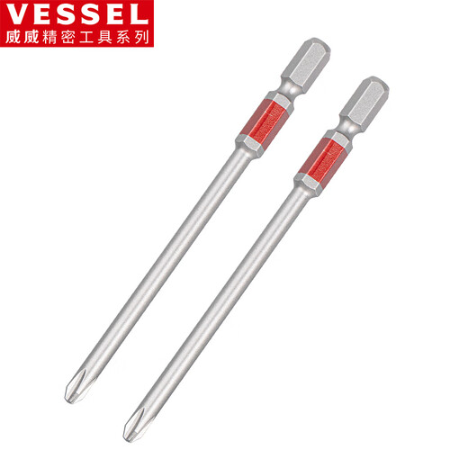 VESSEL Weiweigang ribbon magnetic single-head screwdriver GS162100 thin rod segmented cross screwdriver PH2X100mm 2 pieces