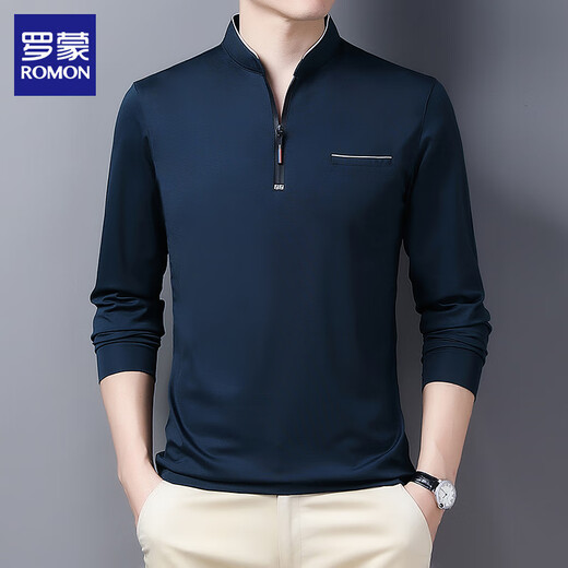 T-shirt à manches longues pour hommes Romon 2024 Spring and Automne Nouveau Sweat-shirt de col décontracté en vrac de sexe lâche 6625 Rose rouge 4xl [176-200jin [Jin est égal à 0,5 kg]]]