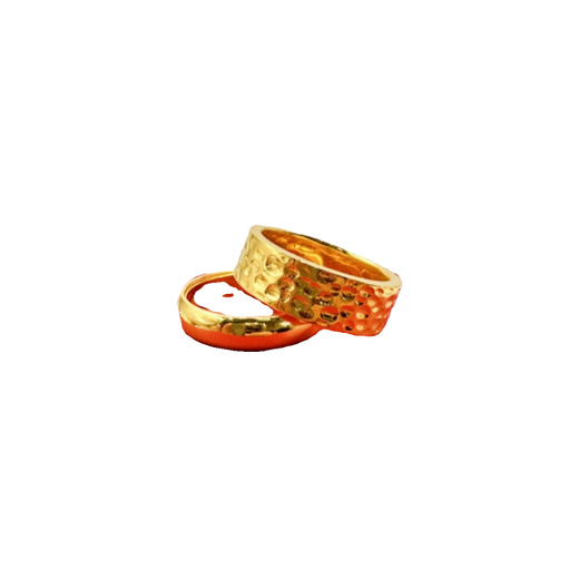 胖东来同款男士金包银戒指锤纹实心定制古法磨砂光圈指环珠宝首饰 树皮纹戒指