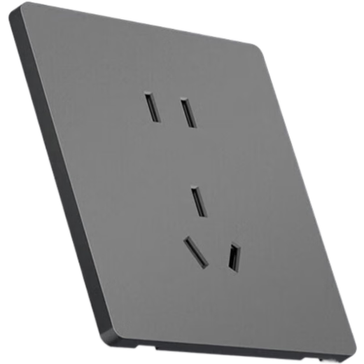 TEP国际电工86型灰色超薄哑光开关插座面板家用16A暗装一开五孔大板磨砂空调 错位五孔