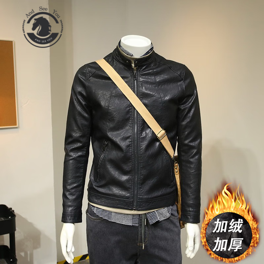 ANDSEEYOU Men's Spring and Autumn Retro Soft Leather Clothes Motorcycle Leather Jacket Leather Jacket Men's Casual Handsome Jacket Fashionable Men's Clothing Black Spring and Autumn Style M 100-110Jin Jin is equal to 0.5 kg