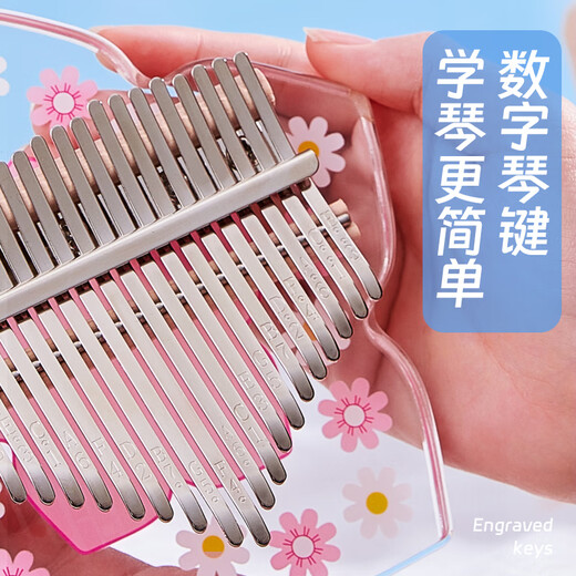 前谷（CEGA）女孩玩具拇指琴生日礼物男孩早教乐器卡林巴儿六一童节礼物 21音粉色幸运草+EVA包
