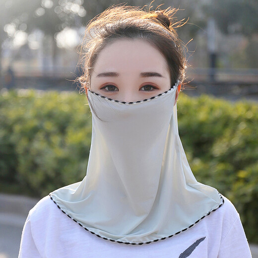 
Shanda sun protection mask for women summer scarf cover for women ice silk mask can be washed sunscreen veil scarf outdoor riding mask face protection gray [one package] A-style edge