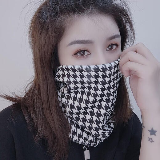 蒂潤石（DIRUNSHI）秋冬季沙滩面罩围脖男女款加厚保暖套头脖套户外沙滩防寒护颈面罩 3890黑蓝格 均码