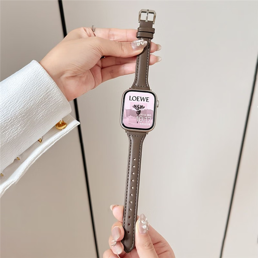 Xingying Wine Red Small Taist S10 Huaqiangbei S9 STRAP ULTRA2 mince en cuir authentique adapté à Iwatchs8 / S9 Apple en cuir fin milk Couleur Apple Iwatch Nouveau S841mm