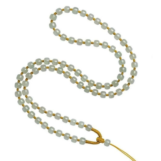 Fanshe Hetian jade necklace rope jade bead lanyard jade pendant jade pendant rope men and women jade jade chain handmade bead chain with rope 6mm round bead chain + yellow rope
