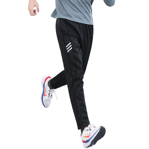 Allen Burton marathon running sports pants men's autumn straight loose track and field fitness cycling quick-drying football training pants black L 130-145Jin Jin equals 0.5 kg