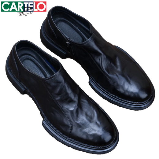 Les chaussures en cuir décontractées de la vache de vache de cartelo pour hommes pour hommes véritables semelles doux et la semelle douce porte formelle chaussures masculines de chaussures à tendance britannique à la tendance noire 40