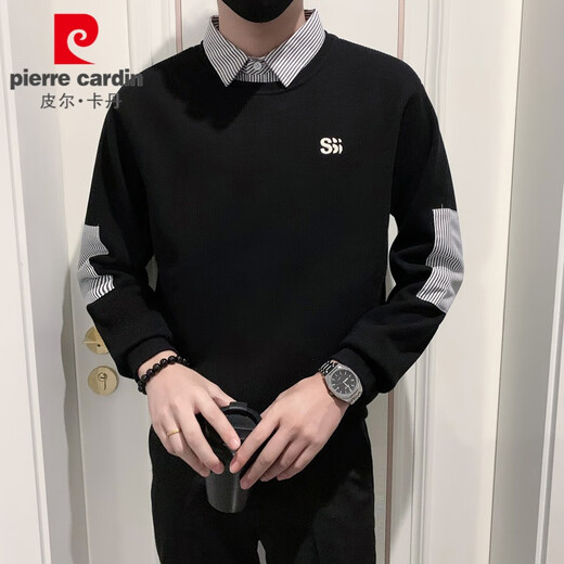 Pierre Cardin falso de dos piezas Sweinshirt Sweatshirt Men's Spring y Autumn Style Socking Socket Socket Men's 2025 NUEVO MAILLARD MAILLARD TOP 1392 Caki Regular M Sugerir 115Jin [Jin equivale a 0.5 kg]