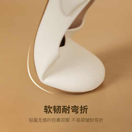 ZHR single sandals for women summer sweet bow single shoes women's fashionable toe thick heel women's shoes Y702 beige 35