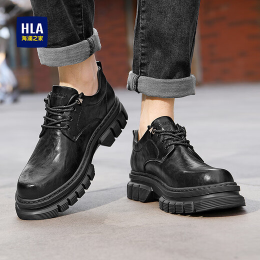 Heilan House (HLA) Chaussures pour hommes Chaussures de travail à semelle épaisse Chaussures de travail décontractées en cuir pour hommes HAAGZM1DFE025 Noir 43